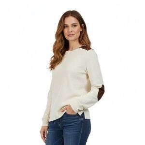 Lauren‎ Jeans Co Ralph Lauren Womens T Cream Elbow Patch Zipper Shoulder Top